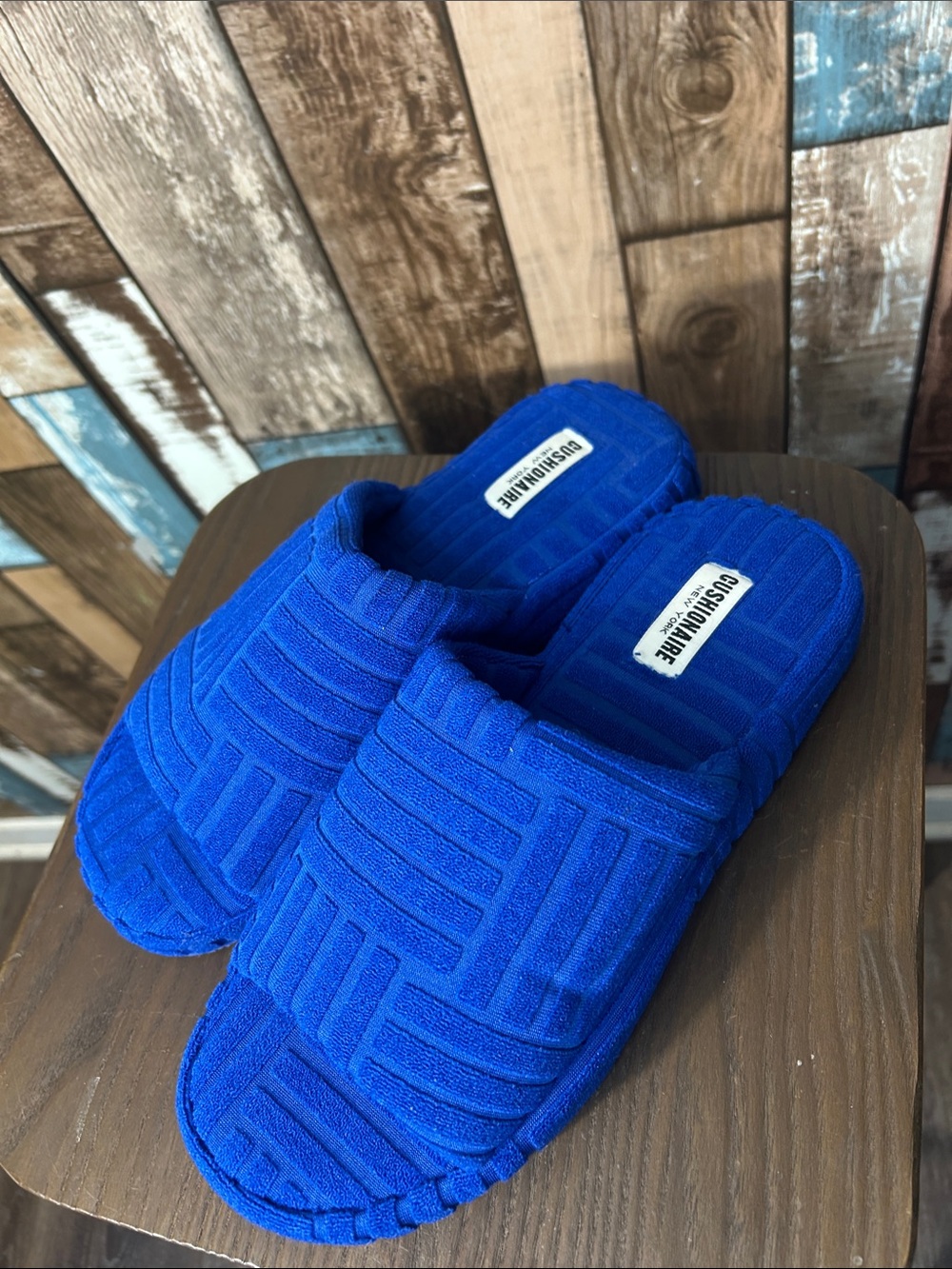 Blue Cushioned Slip-On Slippers
